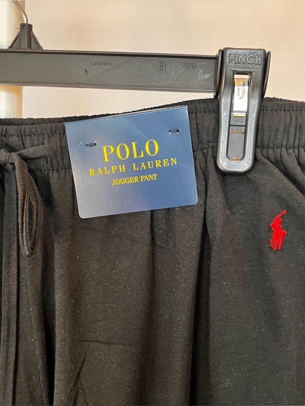 NWT Polo by Ralph Lauren Mens Black Sweatpants with Red Pony-Size Large